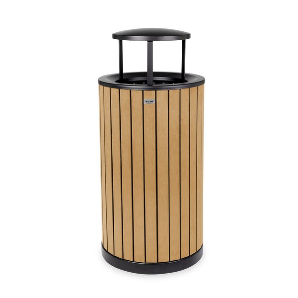 Alpine Industries 32 gal Trash Can, Cedar, Steel + Plastic wood ALP4400-01-CD-RB